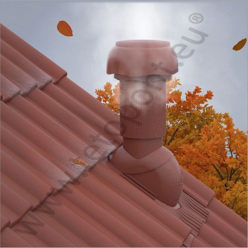  Szellőzőcső DN 110 VENT cserépfedésbe beépítve, alapcseréppel