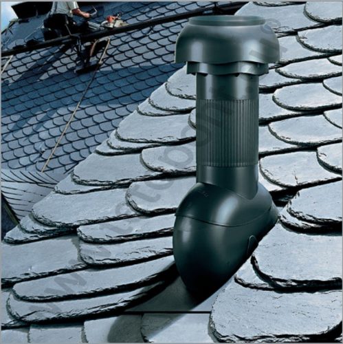 Szellőzőcső 110 mm VENT Klöber Venduct® kőpala fedésbe beépítve, átvezető cseréppel