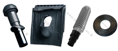 Univerzális 110 mm átvezető cserép + VENT szellőző cső + gégecső + UNI fóliagallér szett