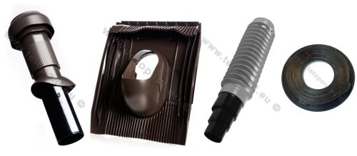 Univerzális 110 mm átvezető cserép + VENT szellőző cső + gégecső + UNI fóliagallér szett