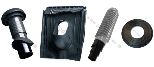 Univerzális 125 mm átvezető cserép + VENT szellőző cső + gégecső + UNI fóliagallér szett
