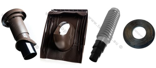 Univerzális 125 mm átvezető cserép + VENT szellőző cső + gégecső + UNI fóliagallér szett